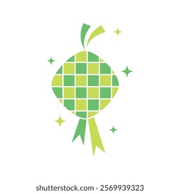 Ketupat or rice dumpling icon flat design 