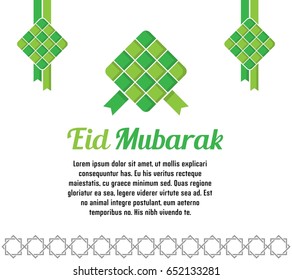 Ketupat (rice dumpling) illustration for Eid Mubarak celebration. Muslim celebration vector