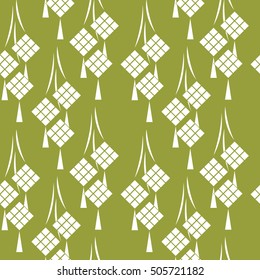 Ketupat seamless pattern. Traditional rice meal in Malaysia