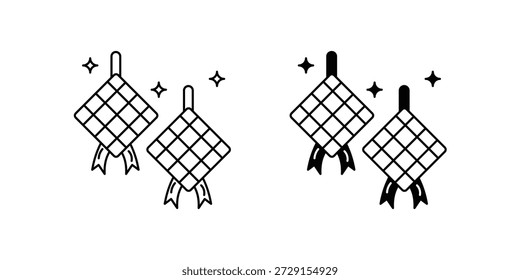Icono de conjunto de Ketupat con Vector de fondo blanco Ilustración de stock