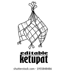 Ketupat sketch Design ,Vector  Illustration no background,editable .