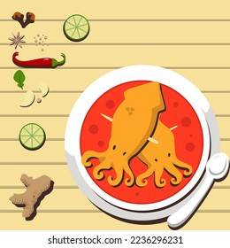 ketupat sotong flat style illustration vector design