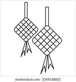Ketupat stock icon outline vector