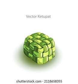 Ketupat - traditional asian food. Malaysian meal. Vector illustration.