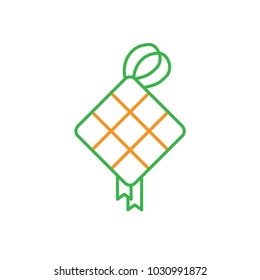 Ketupat traditional food. Simple monoline icon style for muslim ramadan and eid al fitr celebration.