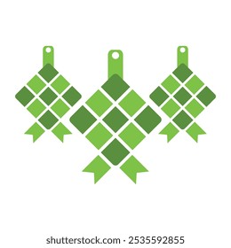 ketupat traditional indonesia rice cake on white background