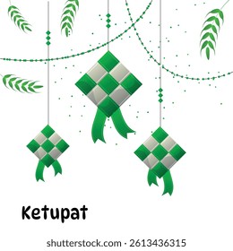 Ketupat Traditional Rice Dumpling Vector Illustration