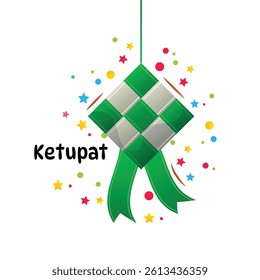 Ketupat Traditional Rice Dumpling Vector Illustration