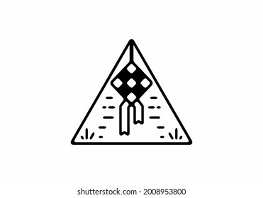 ketupat in triangle shape line art design