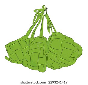 ketupat, vector black green gray hand draw sketch
