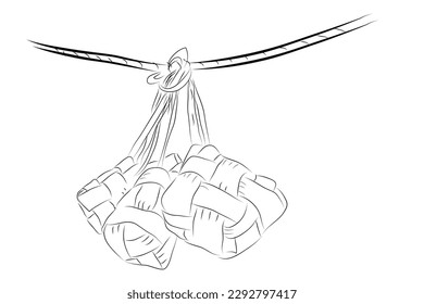 Ketupat, Vektorschwarz-Weiß-Skizze
