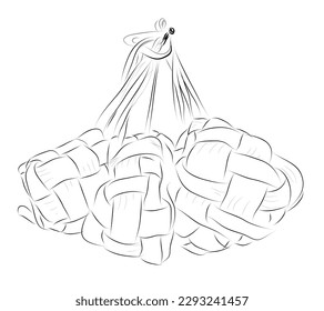 ketupat, vector black white hand draw sketch
