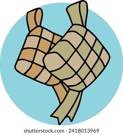 Decoración del vector Ketupat para el símbolo Eid Fitri y Ramadhan para Malasia e Indonesia en vector de ilustración plana
