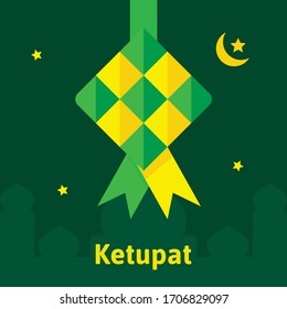 Ketupat Vector Eid Mubarak - Ketupat Aidilfitri Greeting