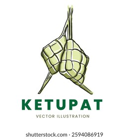 Ketupat vector illustration decoration for ramadan idul fitri symbol isolated on white background. "Ketupat" is a traditional Asian food during Eid al-Fitr