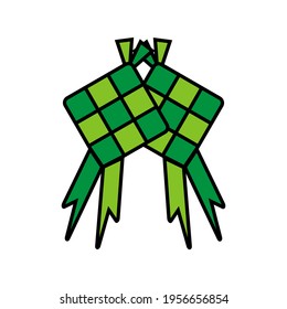 Ilustración portadora de Ketupat. Icono del Eid Ramadán musulmán. Celebración del día sagrado de los musulmanes. Color modificable y modificable. Diseño minimalista y sencillo.