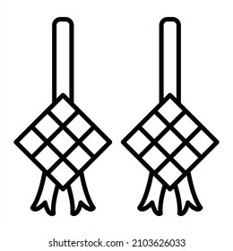 Icono De Contorno Del Vector Ketupat Aislado En Fondo Blanco
