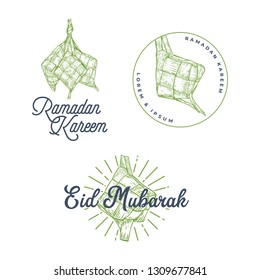 Ketupat vector set illustration for ramadhan, eid al fitri or Eid mubarak event