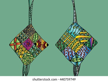 Ketupat zentangle style. Indonesian Traditional Food.