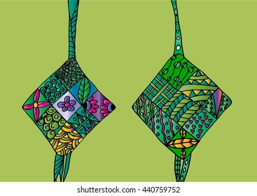 Ketupat zentangle style. Indonesian Traditional Food.