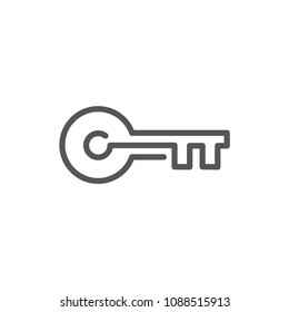 Kety icon. vector key icon one line flat style