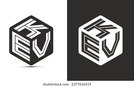 KEV letter logo design with illustrator cube logo, vector logo modern alphabet font overlap style. Premium Business logo icon. White color on black background