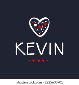 Kevin Calligraphy male name, Vector illustration.