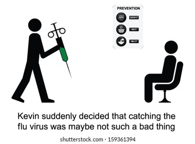 Kevin decided to chance catching flu cartoon isolated on white background 