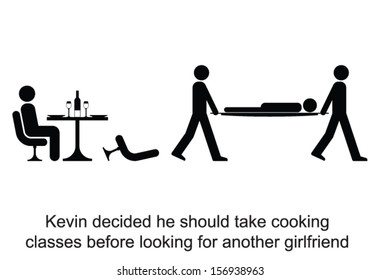 Kevin decided to take cooking lessons cartoon isolated on white background 