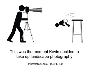 Kevin decided to take up landscape photography cartoon isolated on white background 