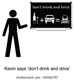 Kevin with drink drive message cartoon isolated on white background 