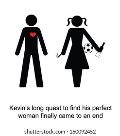 Kevin finally found his perfect woman cartoon isolated on white background 