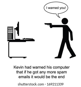 Kevin finally had enough of spam emails cartoon isolated on white background 