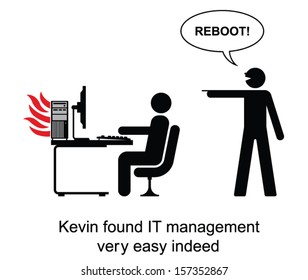 Kevin found IT management easy cartoon isolated on white background 