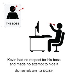 Kevin had no respect for his boss at work cartoon isolated on white background 