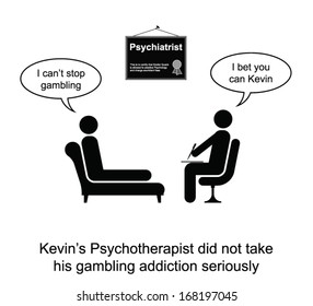 Kevin and his gambling addiction cartoon isolated on white background 