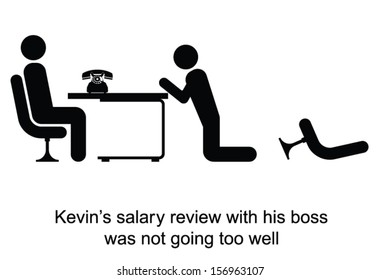 Kevin salary review was not going too well cartoon isolated on white background 