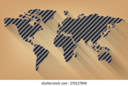 kevlar carbon on world map background vector
