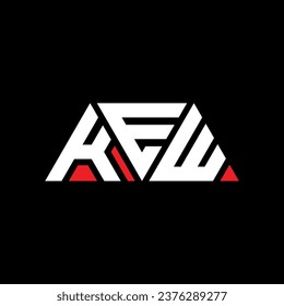 KEW triangle letter logo design with triangle shape. KEW triangle logo design monogram. KEW triangle vector logo template with red color. KEW triangular logo Simple, Elegant, and Luxurious design.