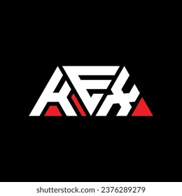 KEX triangle letter logo design with triangle shape. KEX triangle logo design monogram. KEX triangle vector logo template with red color. KEX triangular logo Simple, Elegant, and Luxurious design.