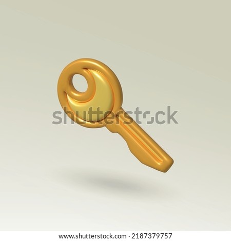 Key 3d icon. gold Key 3d icon.
