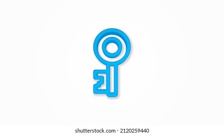 key 3d line flat color icon. Realistic vector illustration. Pictogram isolated. Top view. Colorful transparent shadow design.