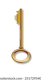 Key 3d realistisch golden alt vintage. Alte luxuriöse Fluchtraumschlüssel. Vektorgrafik