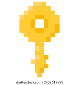 Key for 8-bit games. Vector icon in pixel art style