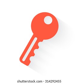 Key access symbol  in orange with drop shadow on white background
