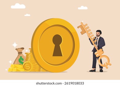 Hombre de negocios que encuentra el camino hacia el éxito del crecimiento financiero.