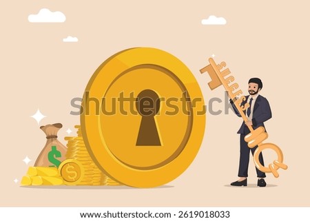 Key to Achievement Businessman Finding the Path to Financial growth Success.