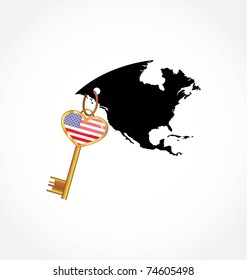key with american flag