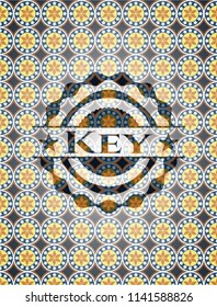 Key arabic badge. Arabesque decoration.