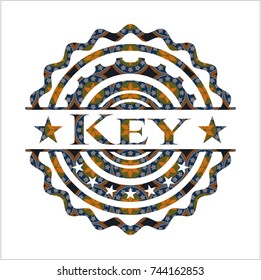 Key arabic style emblem. Arabesque decoration.